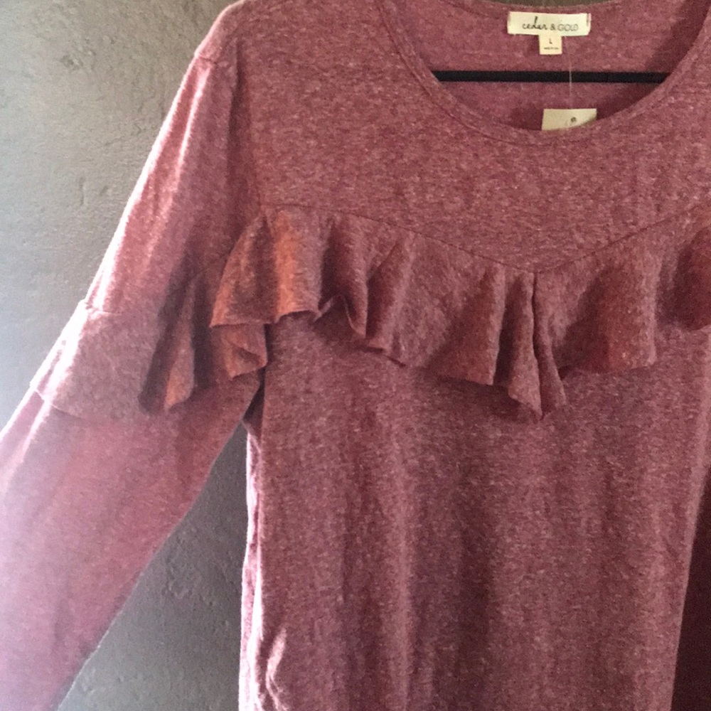 Cedar & Gold Crossed Ruffle Top - Picture 2 of 6